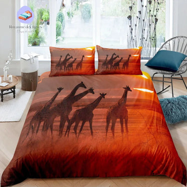 Housse de Couette Girafe Coucher de Soleil